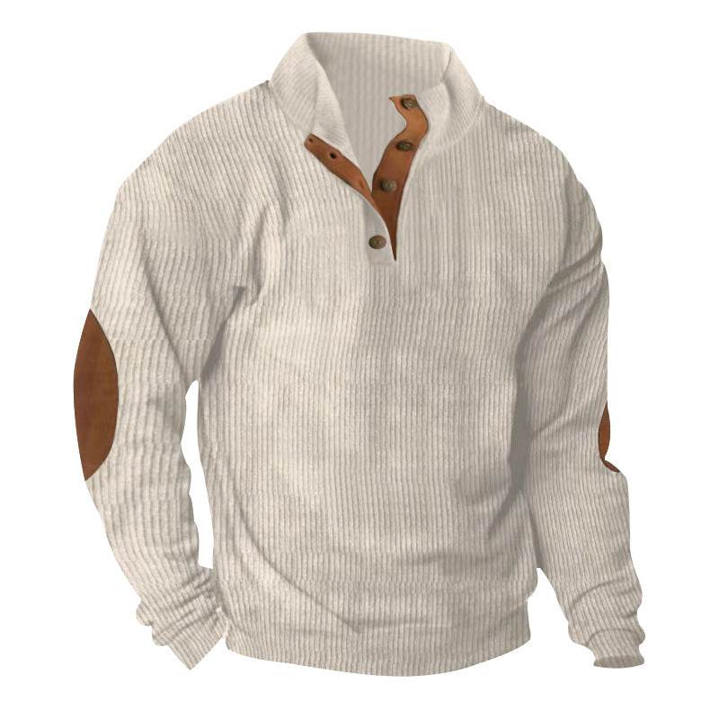 Corduroy Casual Stand Collar Long-sleeved Sweater men - Velora