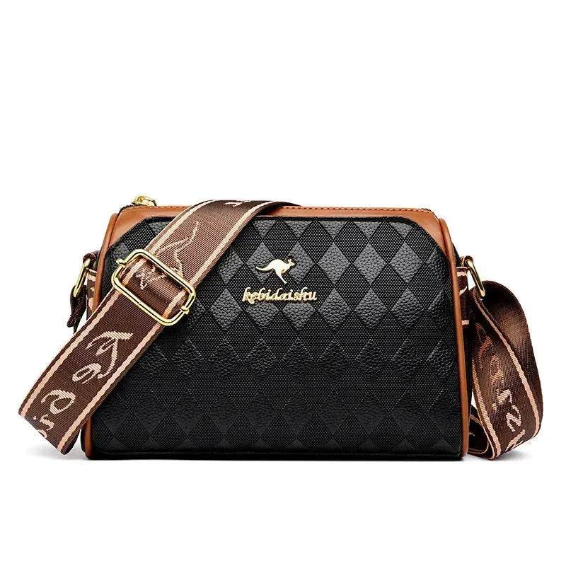 Women's Rhombus Leather Fashion Shoulder Messenger crossbody Bag - Velora