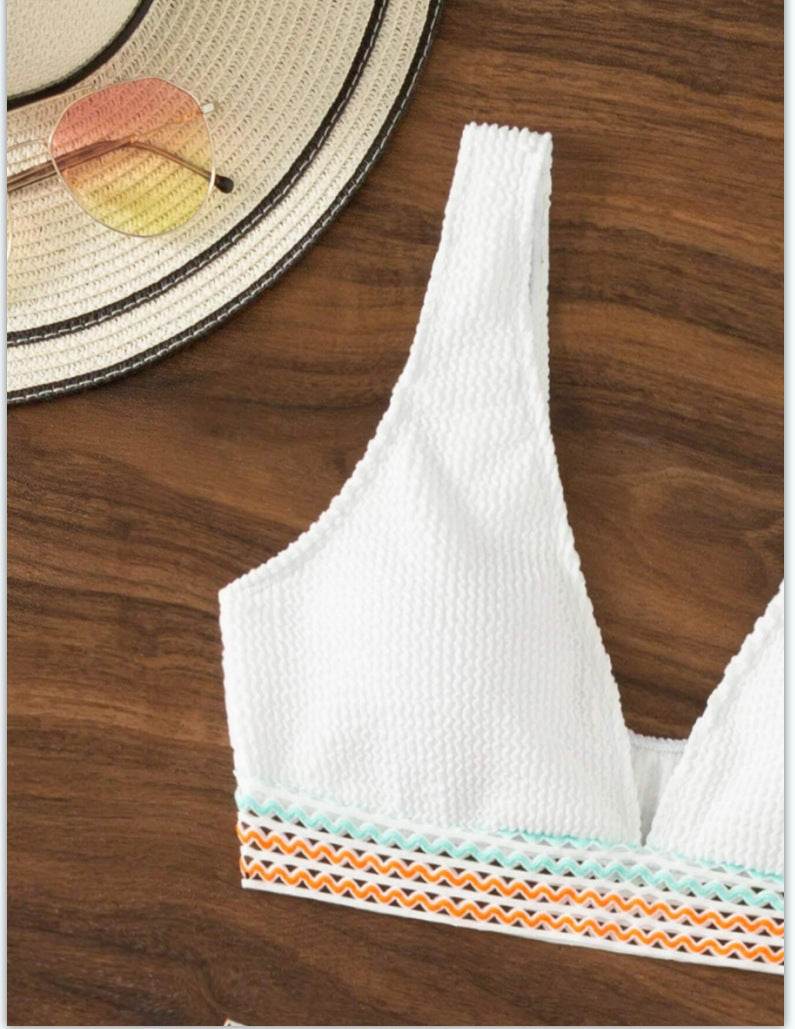 High Waist Split Bikini Solid Color - Velora