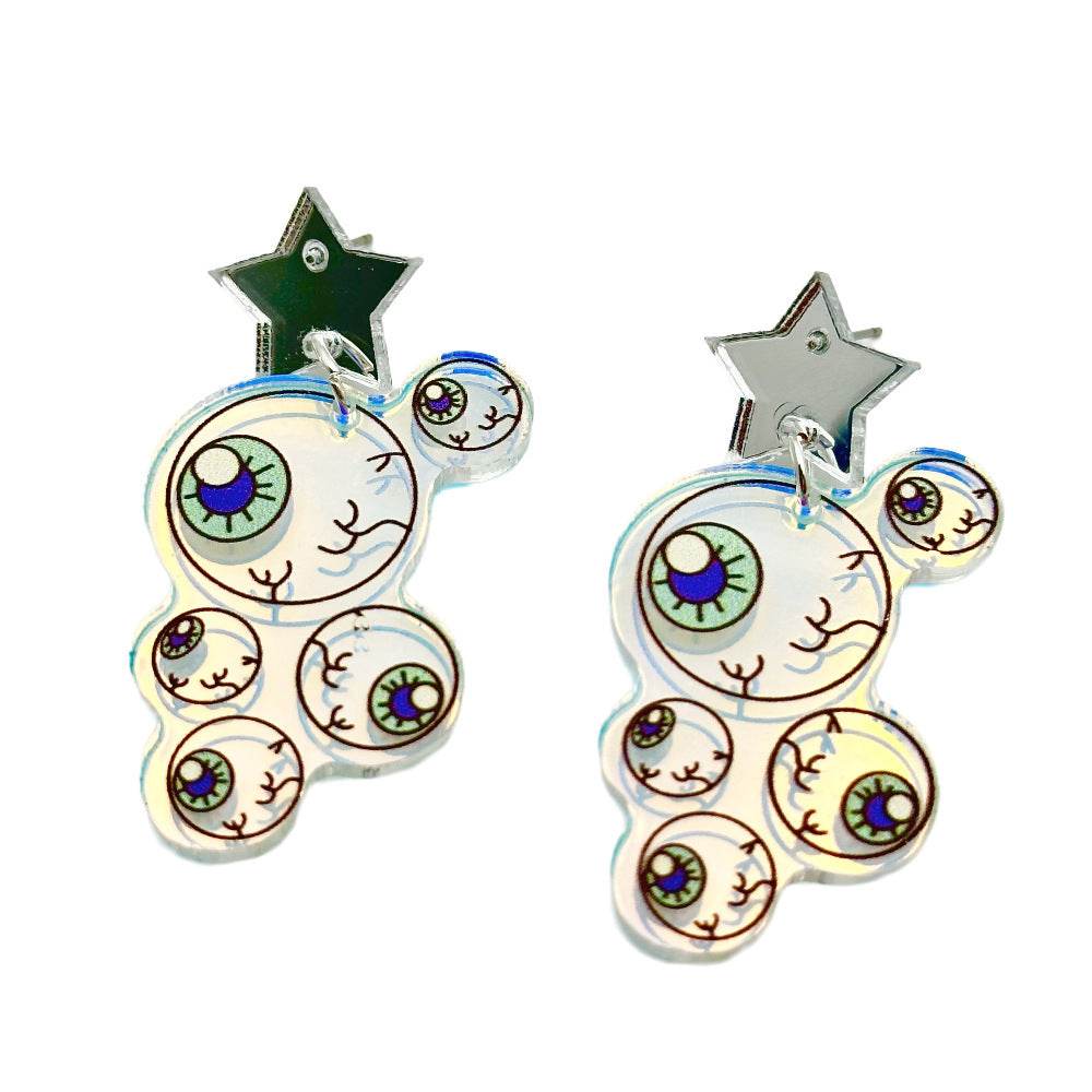 Halloween Day Ornament Colorful Ghost Eyes Funny Acrylic Earrings For Women - Velora