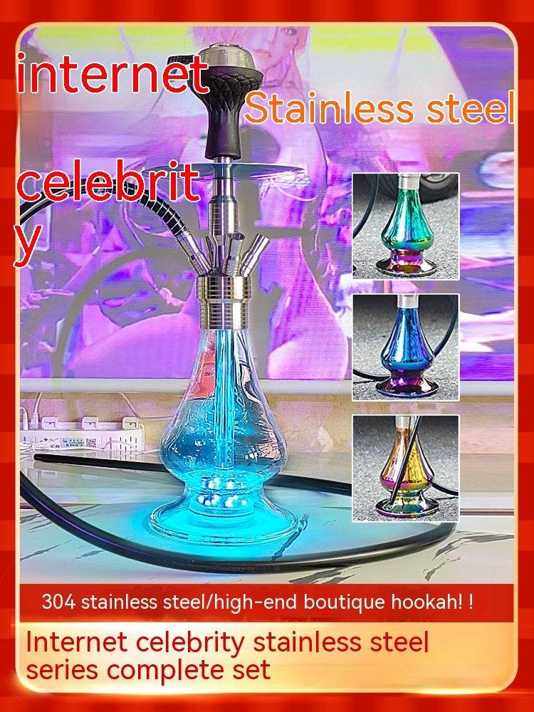Arabic Hookah Full Set Bar Kettle Stainless Steel Large Single And Double Tube - Velora