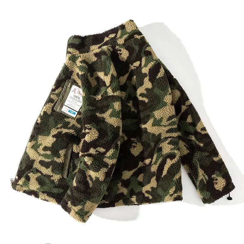 Fleece Army Camouflage Zip up Cotton Padded Winter Cardigan for Men - Velora