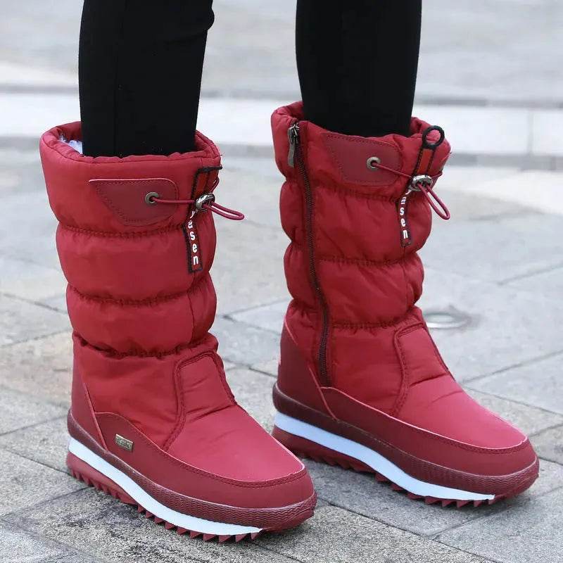 Winter boots New Plus Velvet Thick Cotton Shoes Thermal Middle Tube Waterproof Non-slip Boots - Velora