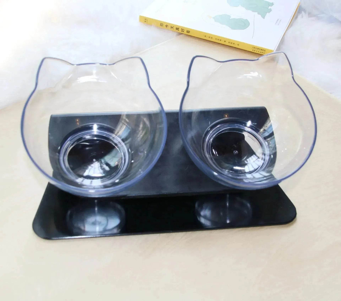 Elevated Double Food Bowl for Pets Cat Dog Food and water Bowl - Velora