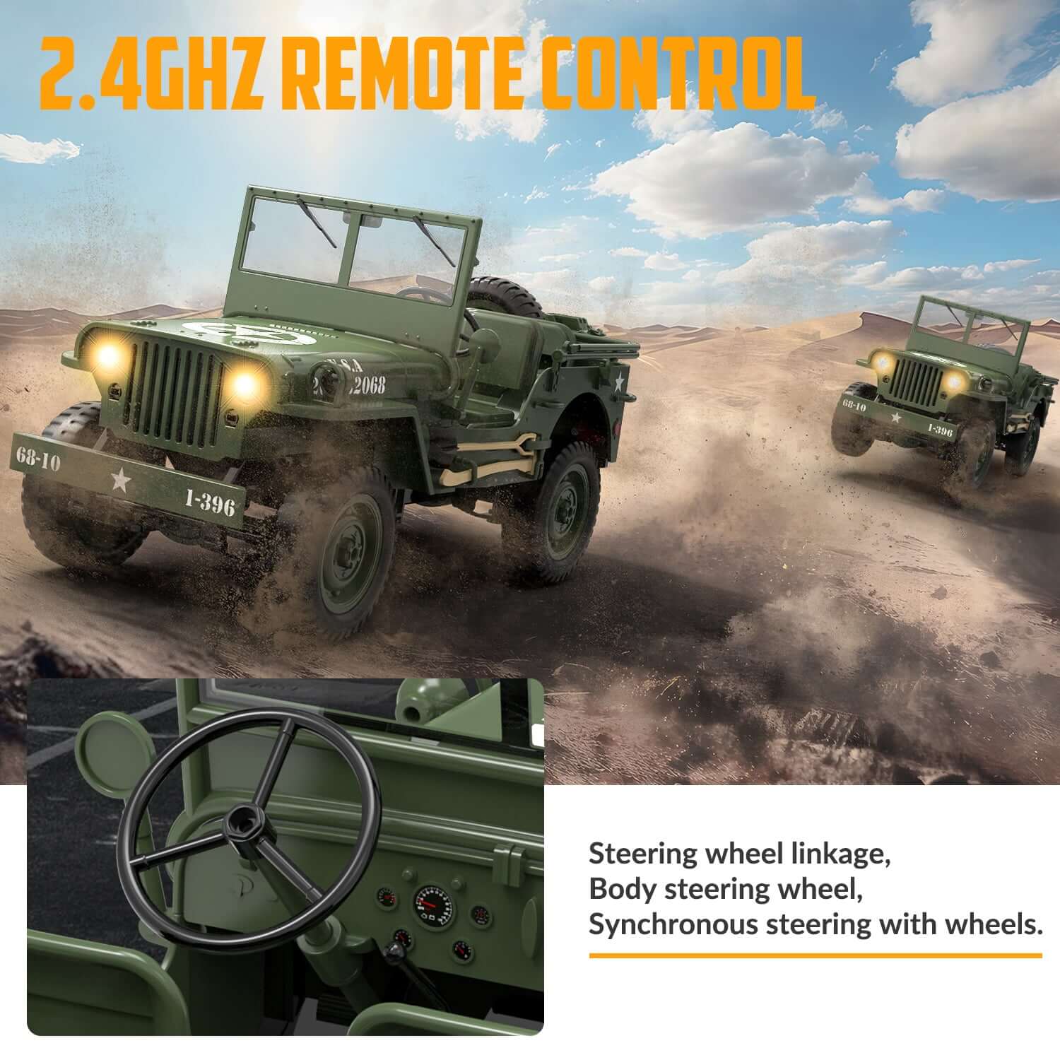 1:10 RACENT RC Crawler, 2.4G Willys Jeep, LED Lights, Upgradable Off-Road Car - Velora Luxury Fashion