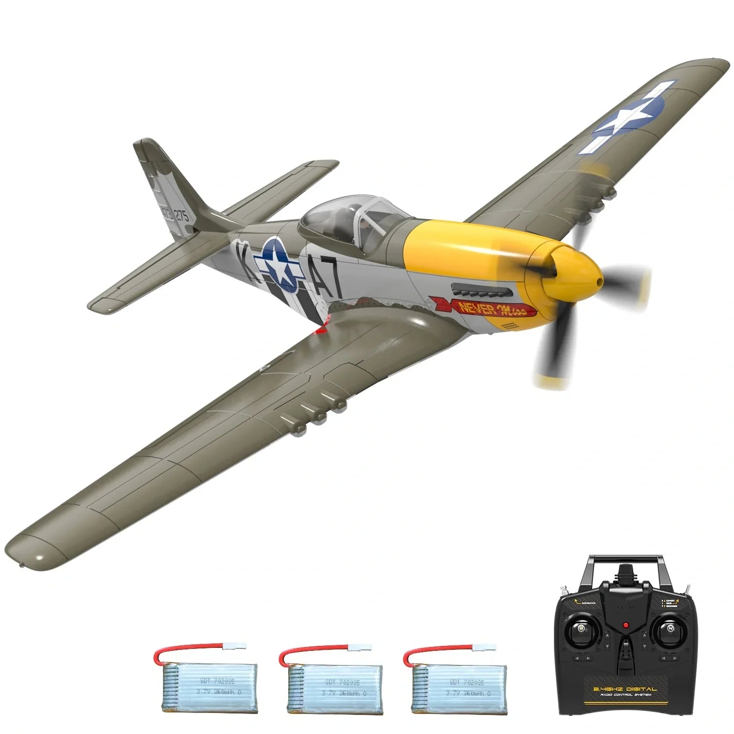 P51D RC Airplane with Mode 1 Transmitter | 4-Channel Brushless & XPilot Stabilizer - Velora Luxury Fashion