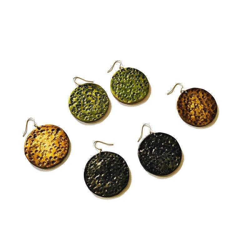 1.5" Handmade Clay Gold Disc Earrings - Velora Luxury Fashion