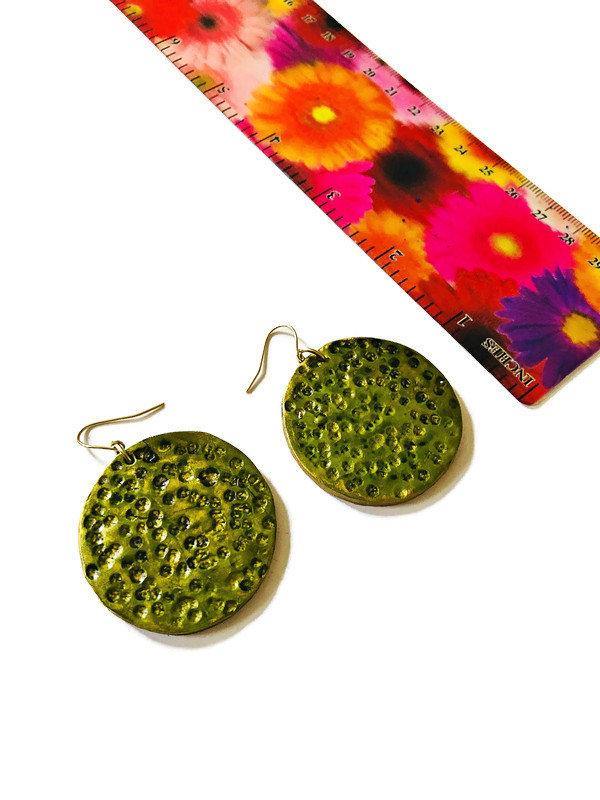 1.5" Handmade Clay Gold Disc Earrings - Velora Luxury Fashion