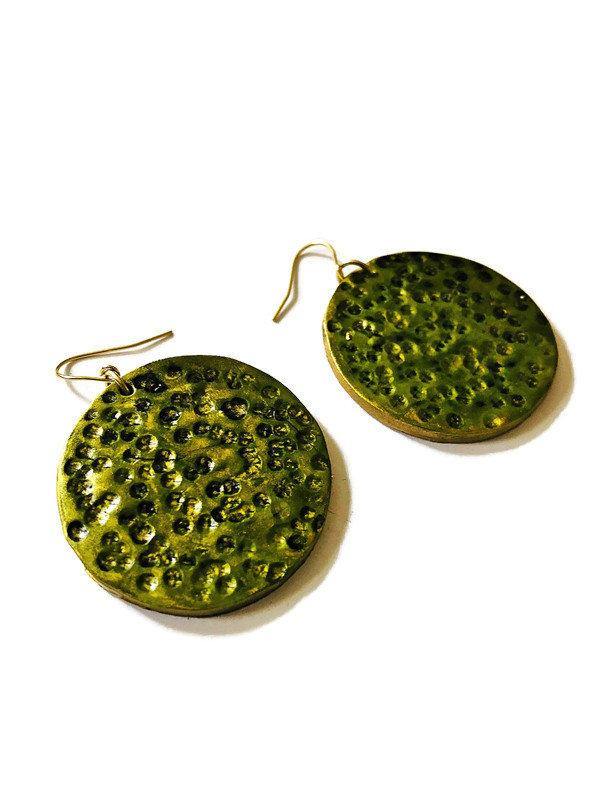 1.5" Handmade Clay Gold Disc Earrings - Velora Luxury Fashion