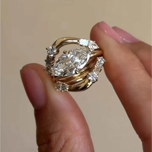 1 Carat Moissanite 925 Sterling Silver 3pcs Ring Set - Velora Luxury Fashion