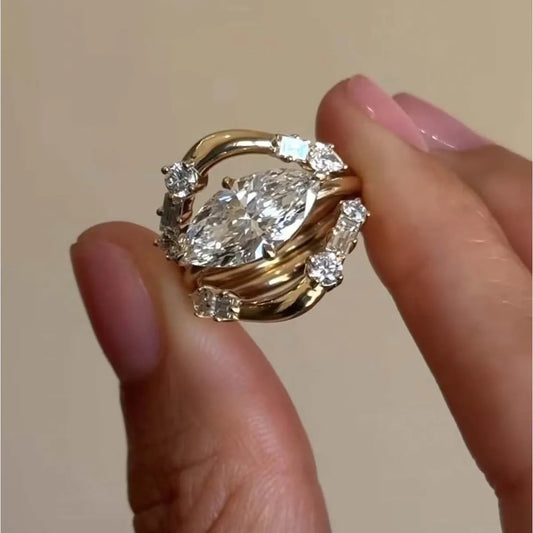 1 Carat Moissanite 925 Sterling Silver 3pcs Ring Set - Velora