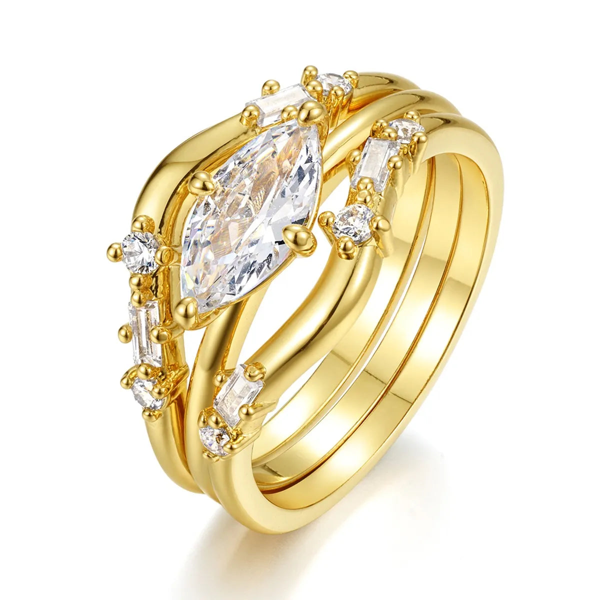 1 Carat Moissanite 925 Sterling Silver 3pcs Ring Set - Velora