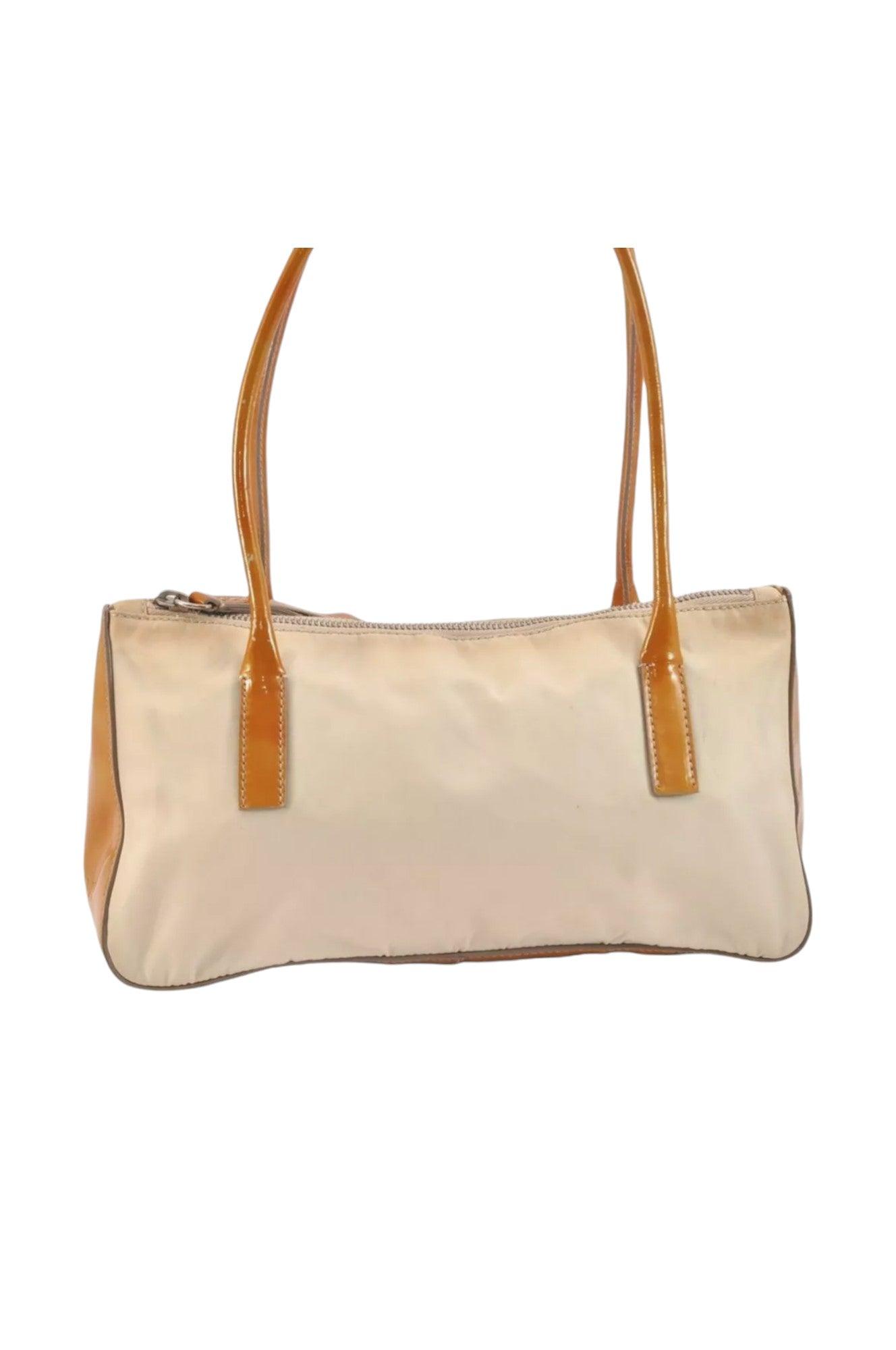 PRADA Nylon Tessuto Enamel Shoulder Hand Bag Purse Cream White 9257K - Velora