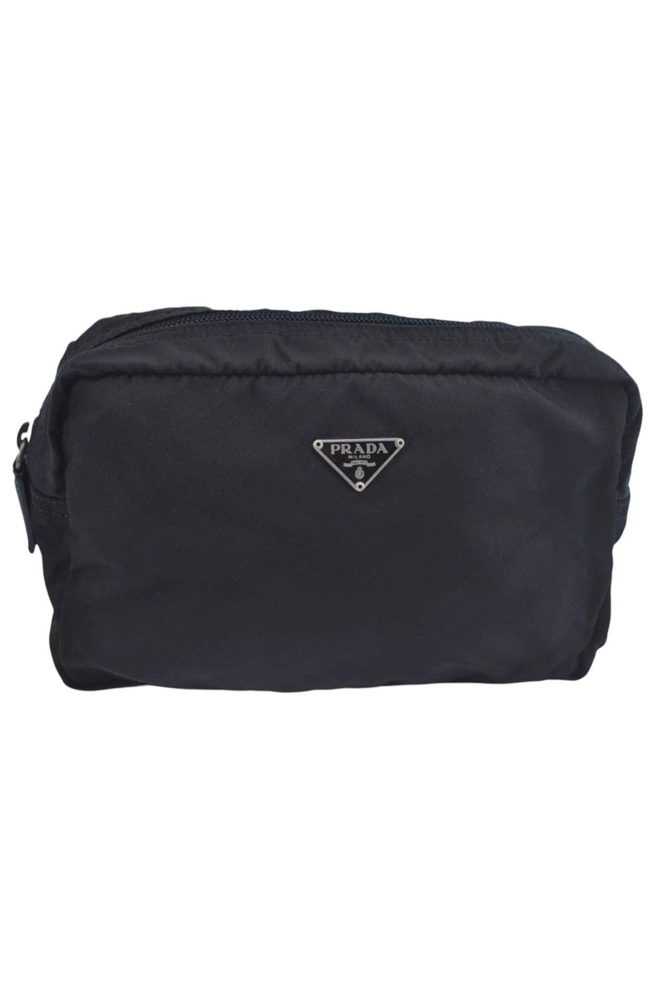 PRADA Nylon Leather Pouch Purse Black 3978K - Velora