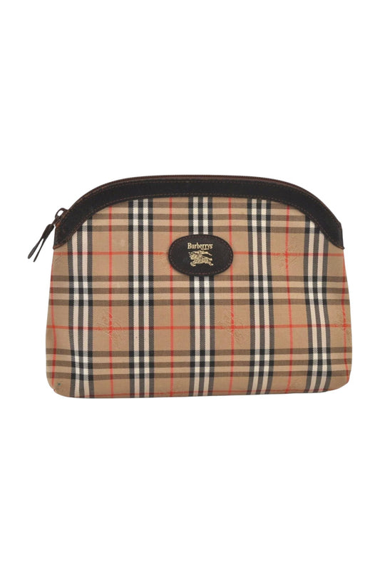 Authentic Burberrys Nova Check Clutch Hand Bag Patter Canvas Leather Beige 5510L - Velora