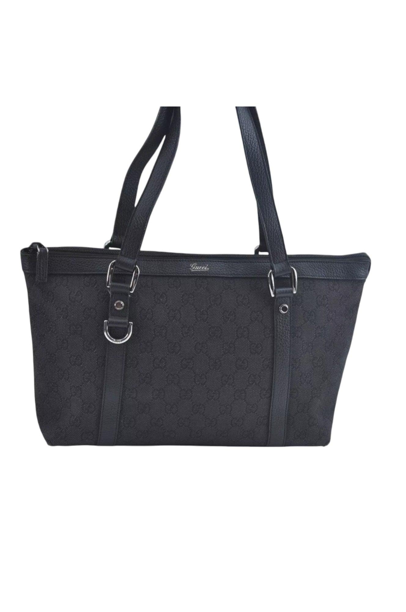 GUCCI Abbey Shoulder Tote Bag GG Canvas Leather 268640 Black L0797 - Velora