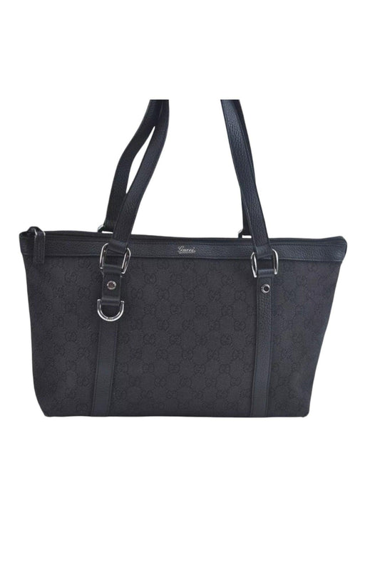 GUCCI Abbey Shoulder Tote Bag GG Canvas Leather 268640 Black L0797 - Velora