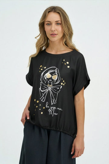 Women's Knit/Woven Combo Top