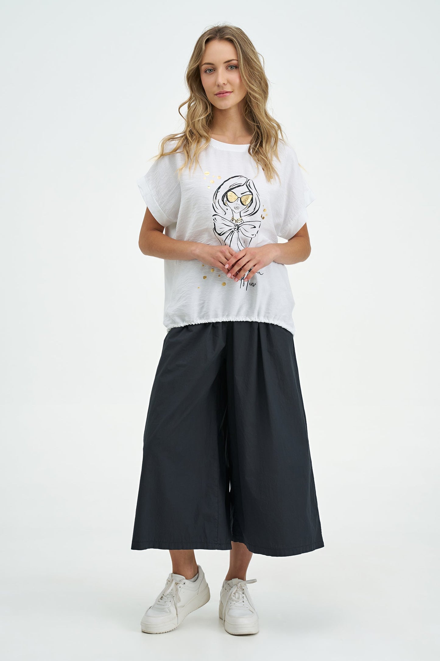 Women's Knit/Woven Combo Top