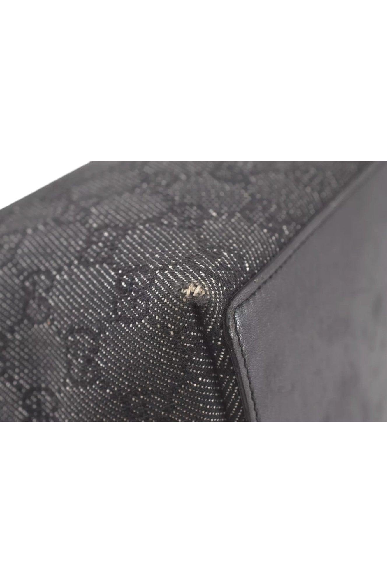 GUCCI Vintage Shoulder Tote Bag GG Canvas Leather 31244 Black 7900K - Velora