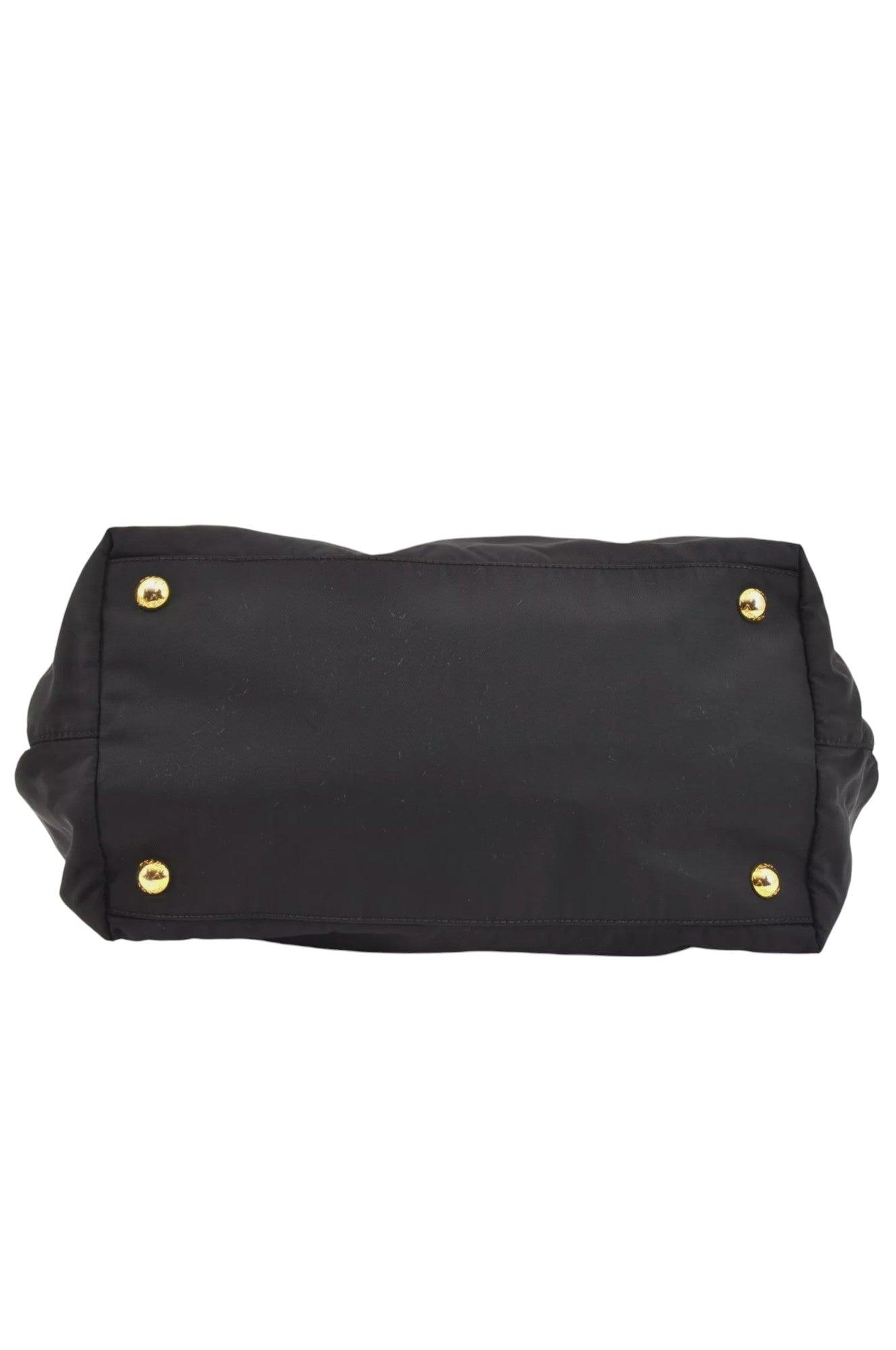 PRADA Tessuto Fiocco Ribbon Nylon Leather Hand Tote Bag Black 7620K - Velora