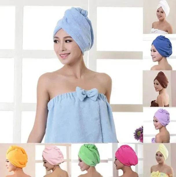 Women's Microfiber Hair Dryer Cap Absorbent Hair Towel. - Velora