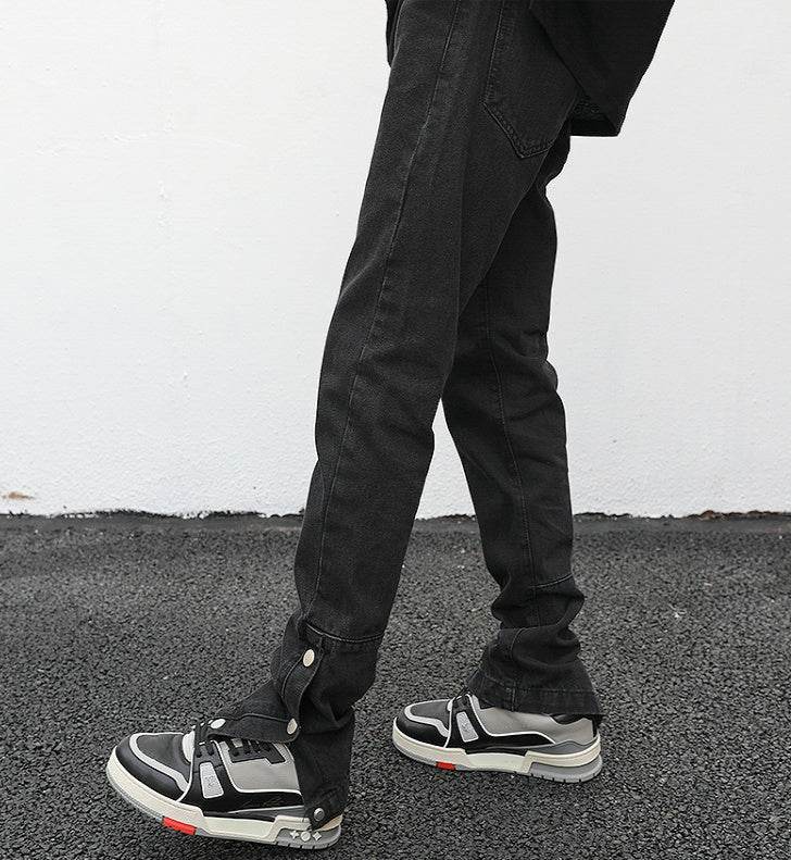 Ankle Snap Denim jeans Pant men straight leg - Velora