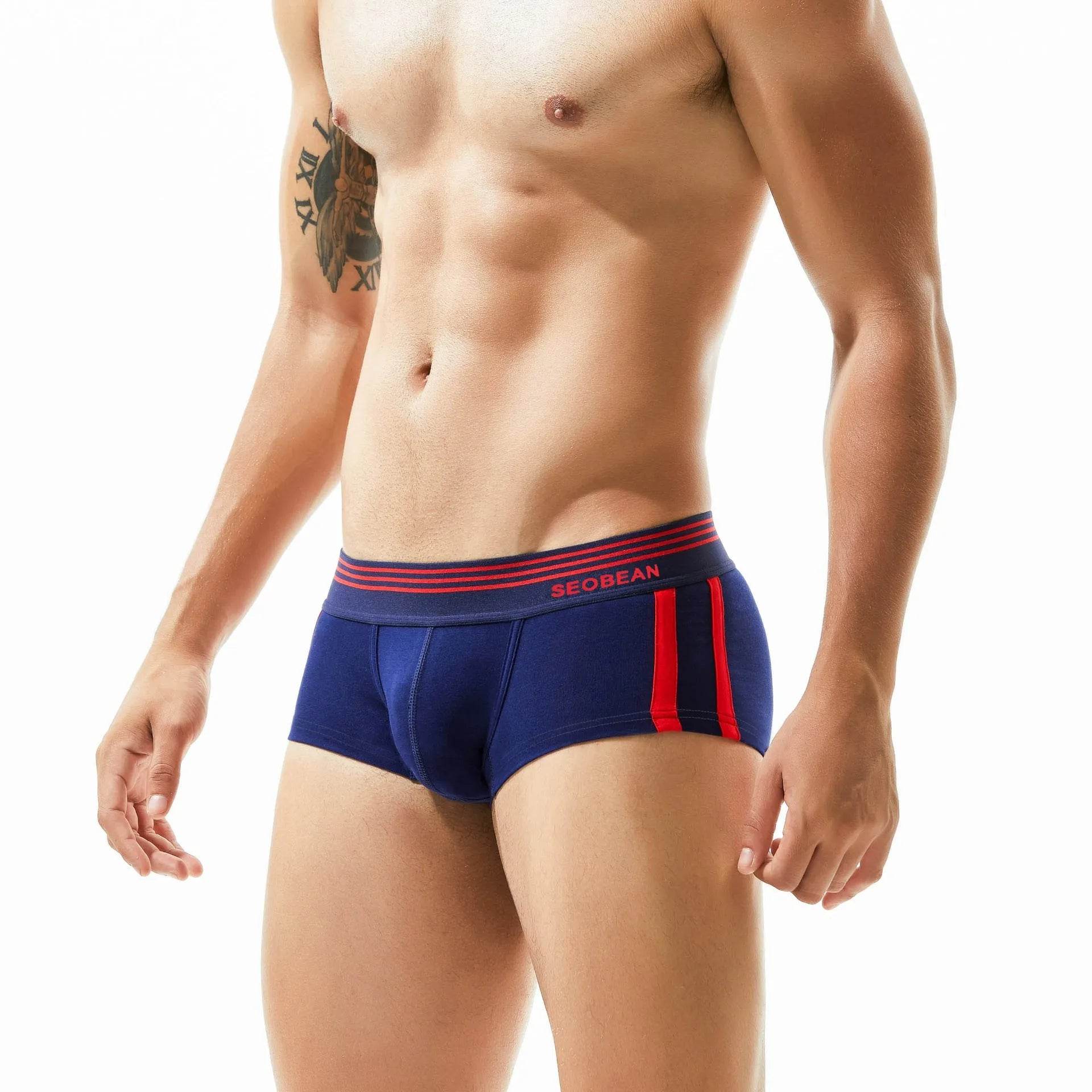 Men's Underwear Low Waist Cotton Seamless Boxer Briefs - Velora