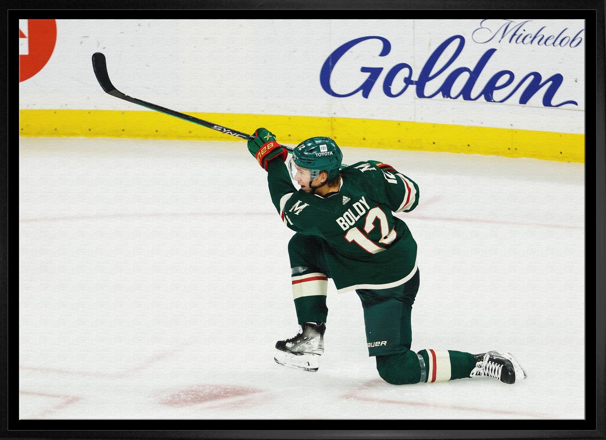 Matt Boldy 20x29 Framed Canvas Wild Shooting-H Frameworth Sports Marketing