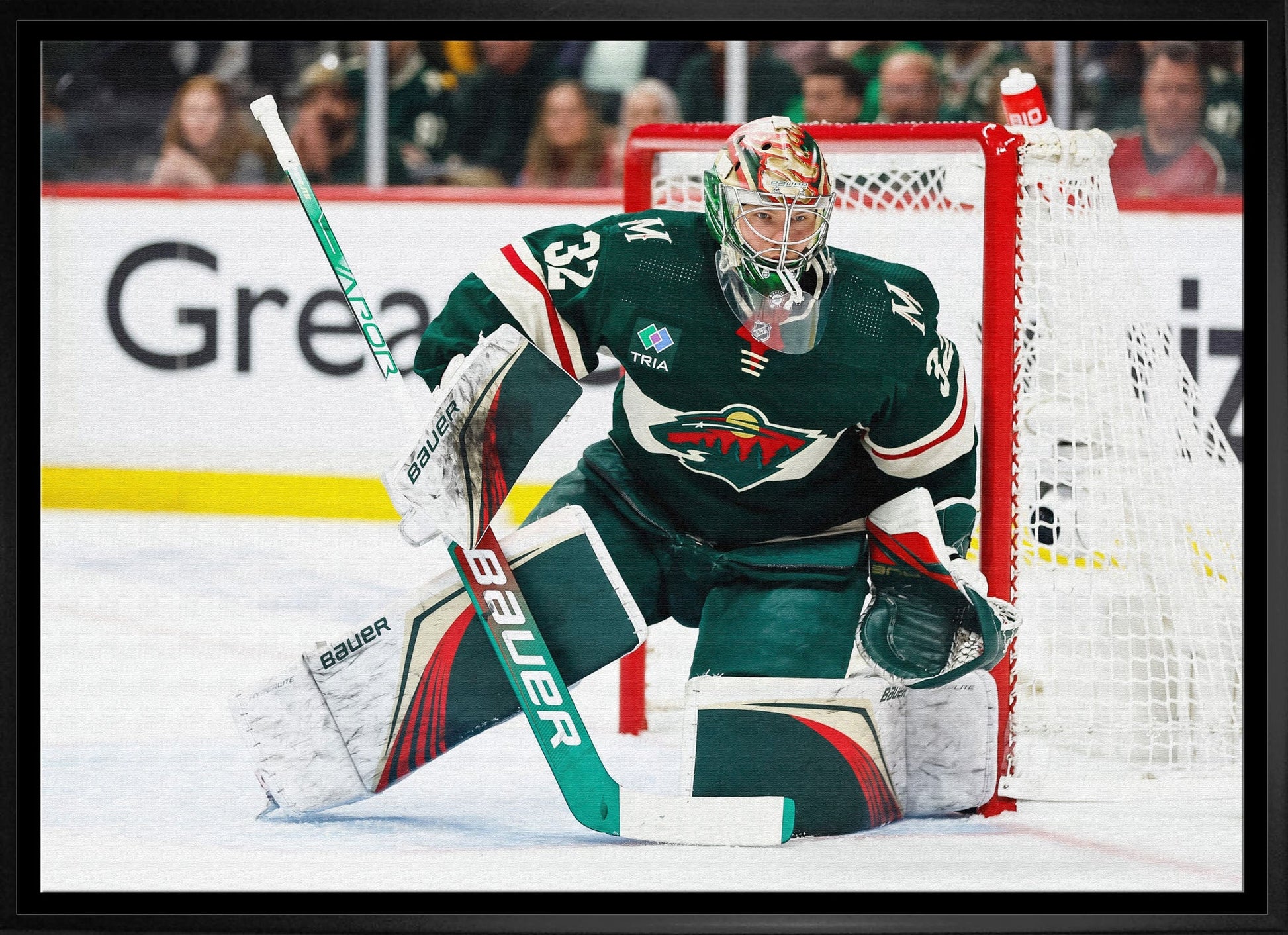Filip Gustavsson 20x29 Framed Canvas Wild Protecting the Net-H Frameworth Sports Marketing