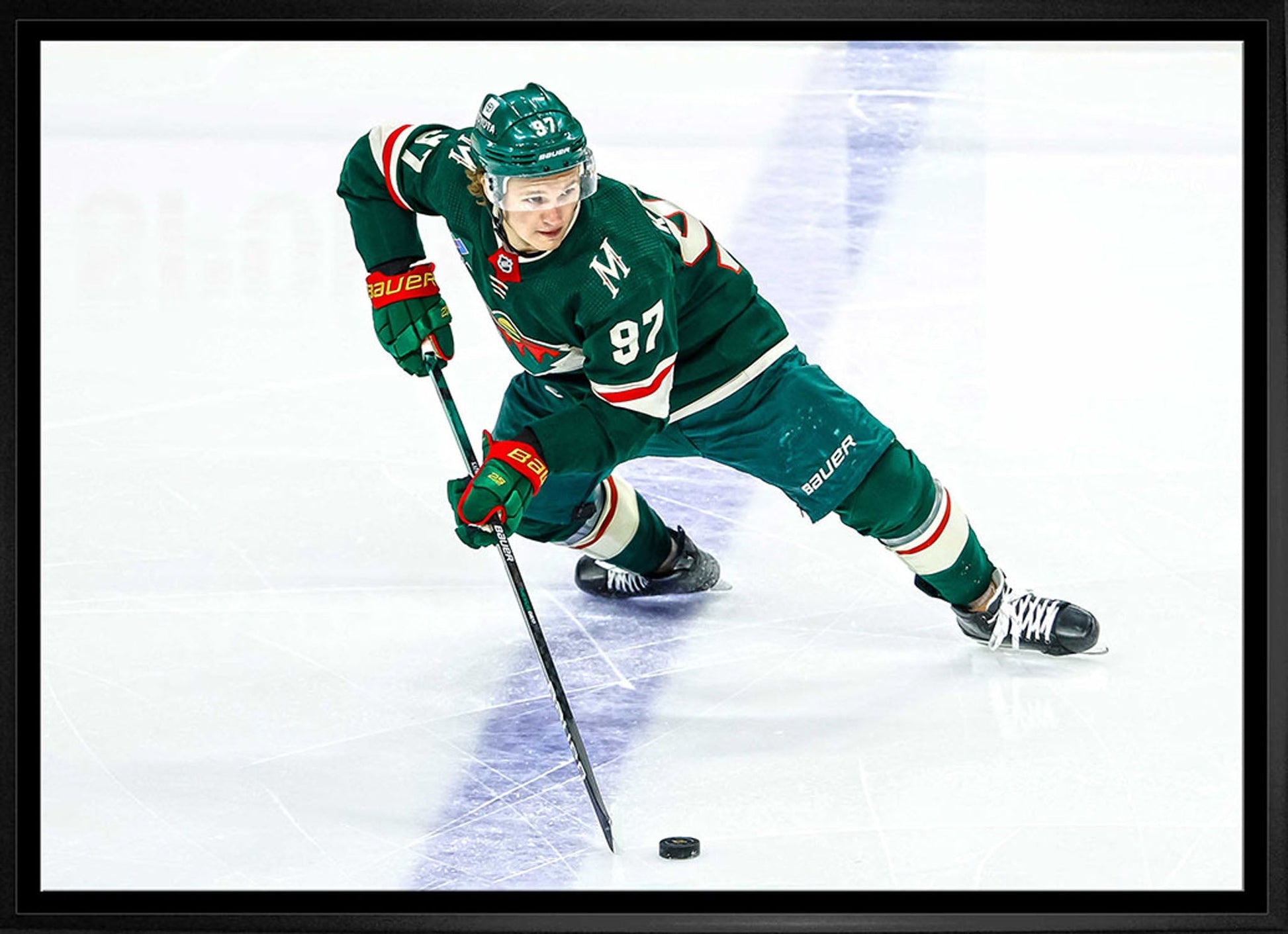 Kirill Kaprizov 20x29 Framed Canvas Wild Skating-H Frameworth Sports Marketing