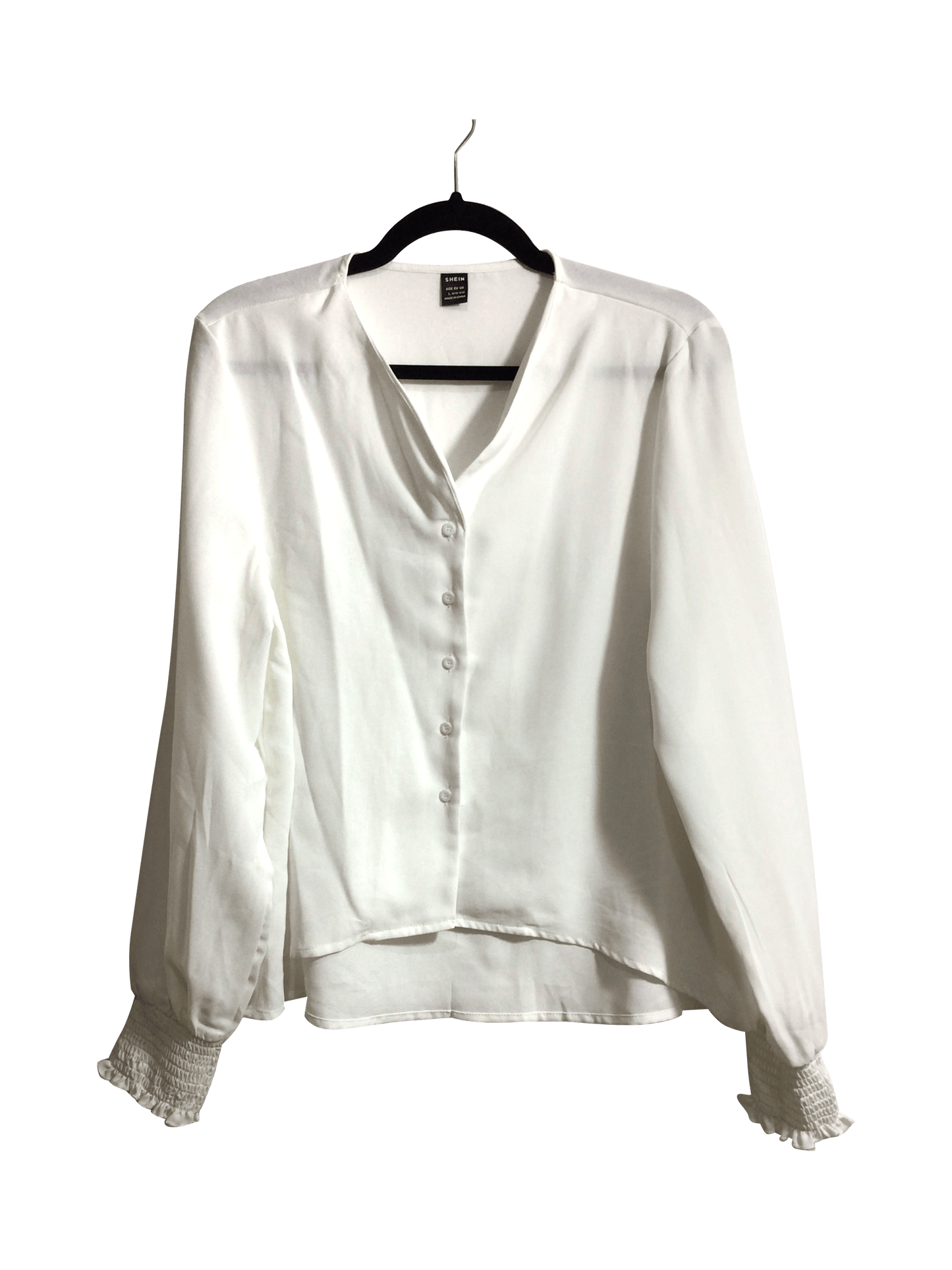 SHEIN Women Button Down Tops Regular fit in White - L - Velora
