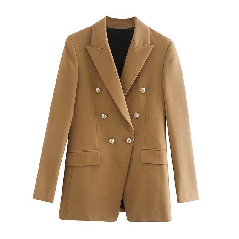 Simple Style Buttoned Casual Blazer Jacket Women - Velora