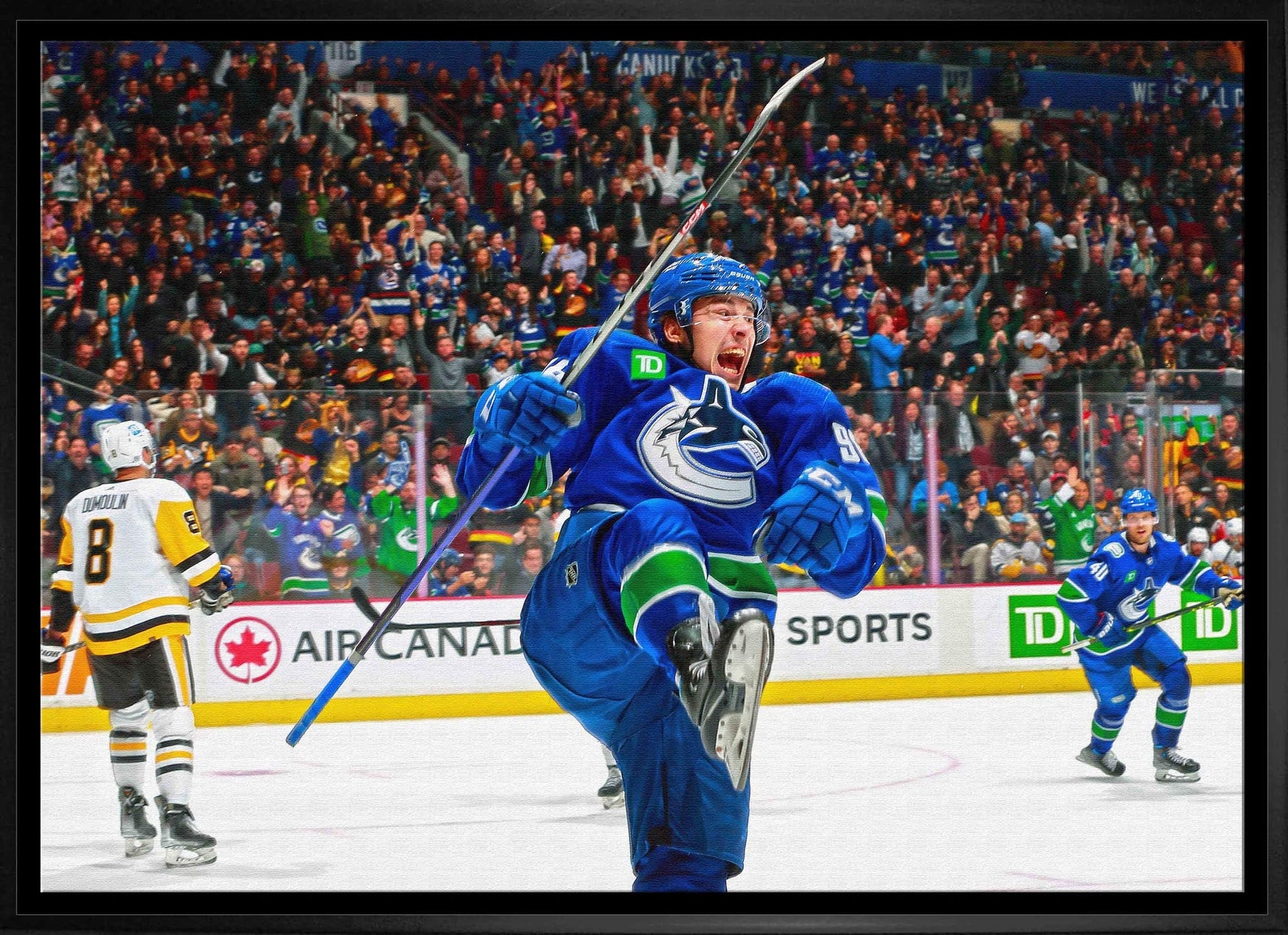 Andrei Kuzmenko 20x29 Framed Canvas Canucks Celebrating-H Frameworth Sports Marketing