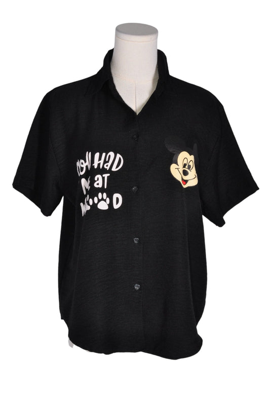 UNBRANDED Women Button Down Tops Regular fit in Black - M - Velora