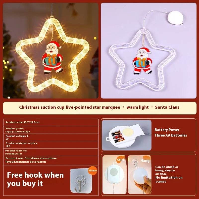 Christmas Pendant Decoration Christmas Atmosphere Led Lights Led Christmas Star Light Decoration For Window Door For Holiday - Velora