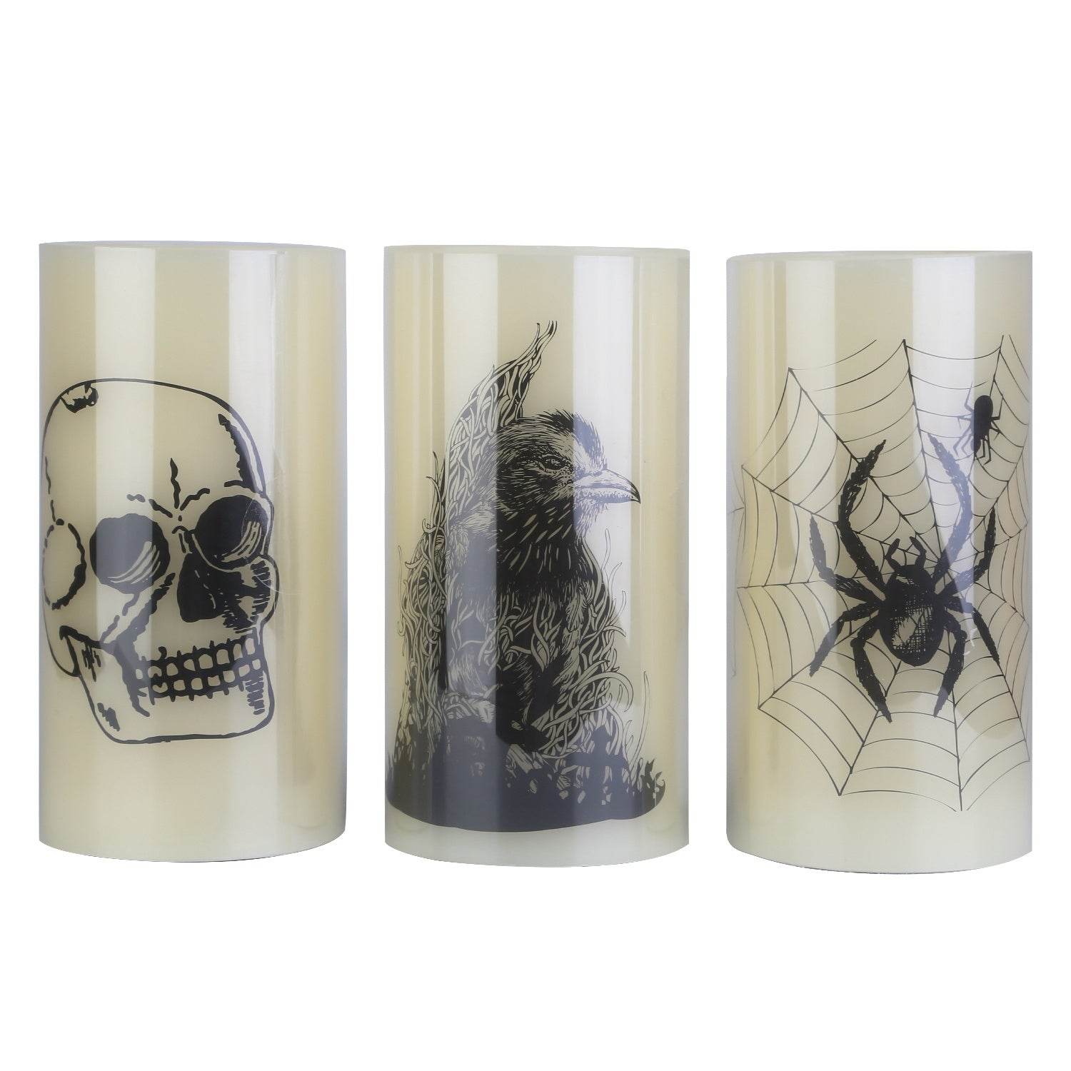 3 Pack Halloween Flameless Candle Lamp With Timer Setting Battery Operated Warm Orange Light Candles For Halloween Party Decoration - Velora
