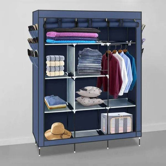 69 Wardrobe Portable Closet Storage Organizer Clothes Non-woven Fabric Wardrobe - Velora