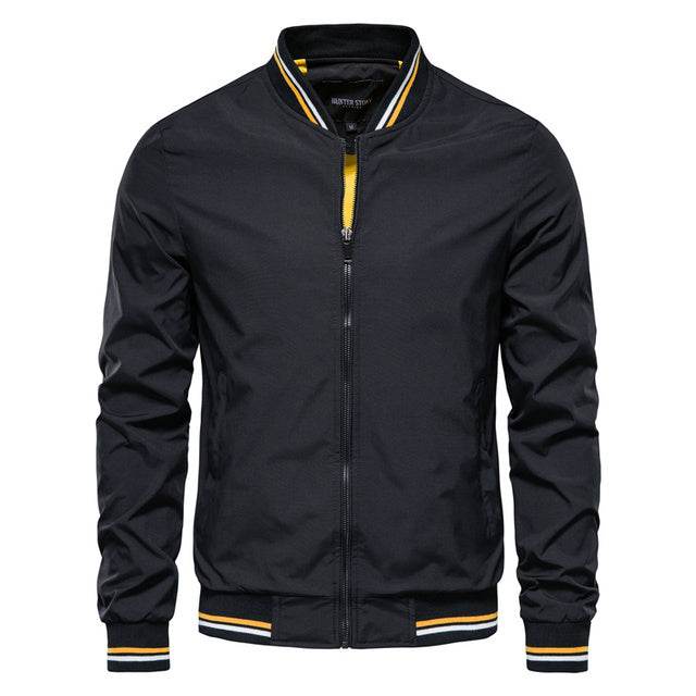 Men's Striped Zip-up Jacket With Pockets Fashion Casual Outerwear Sports Baseball Clothing Spring And Fall - Velora