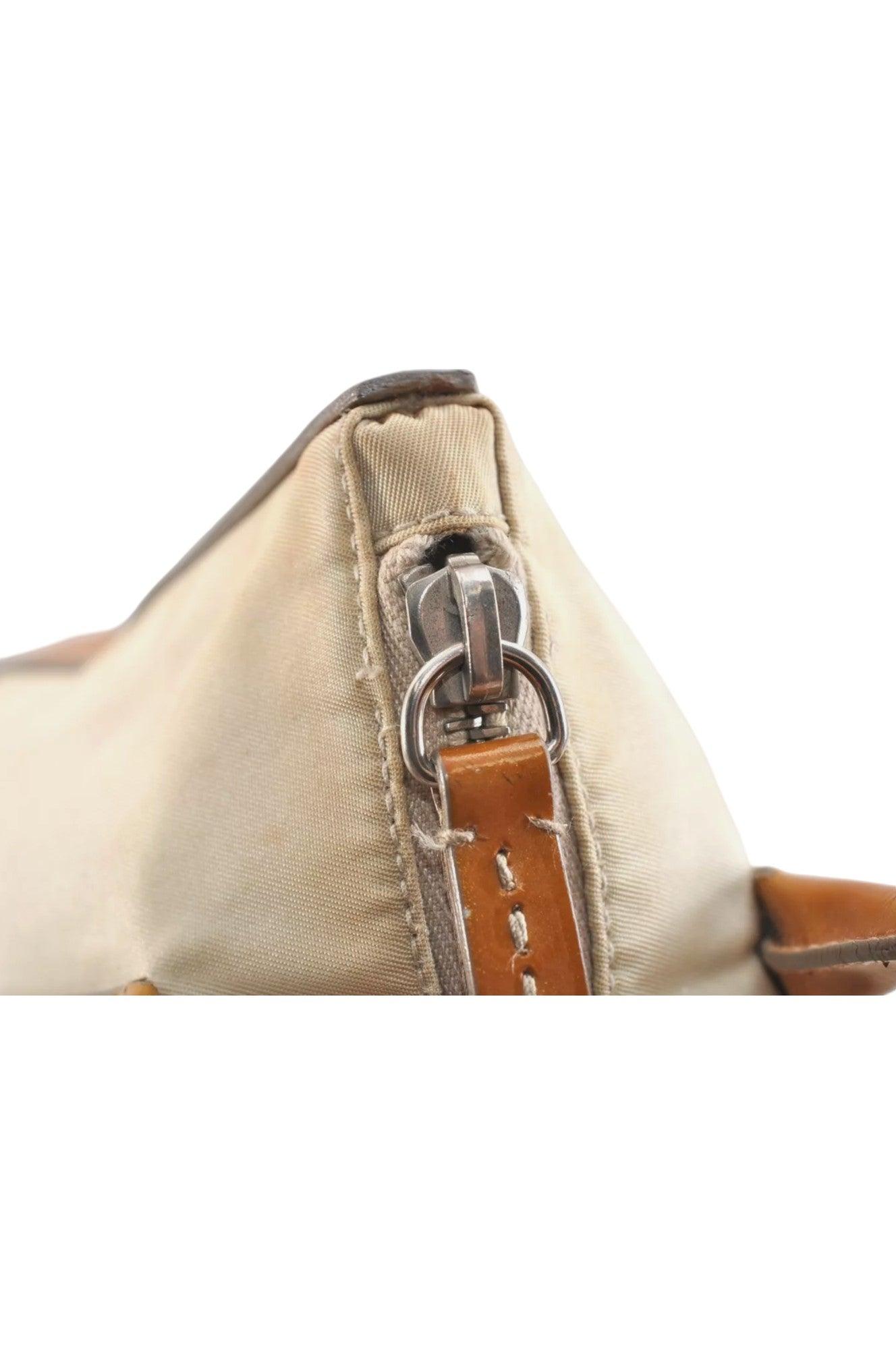 PRADA Nylon Tessuto Enamel Shoulder Hand Bag Purse Cream White 9257K - Velora