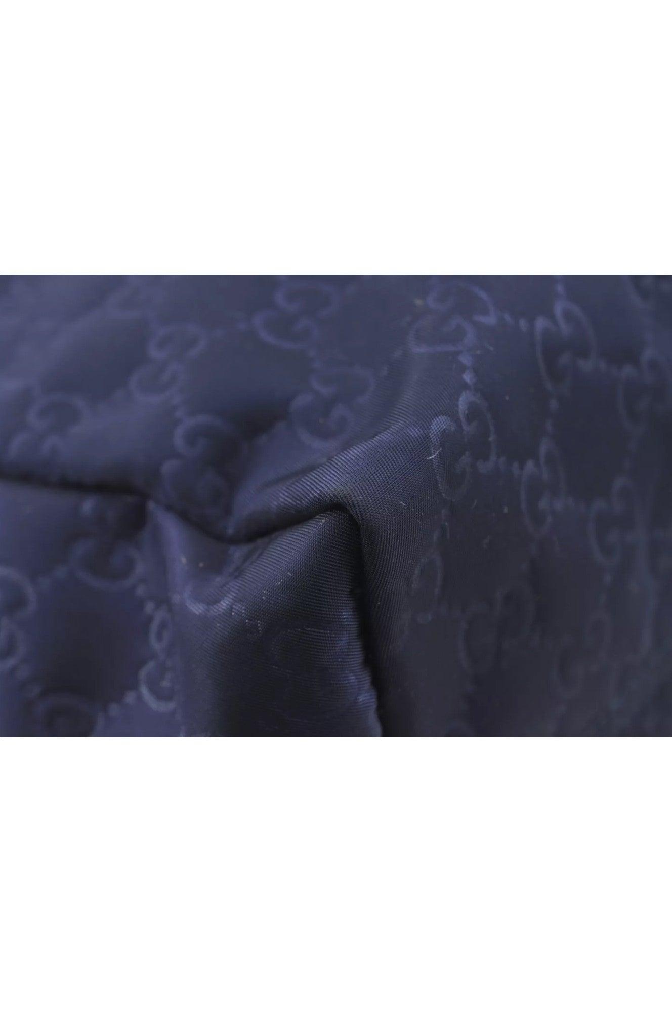 GUCCI Vintage Hand Tote Bag GG Nylon Leather Navy Blue L0937 - Velora