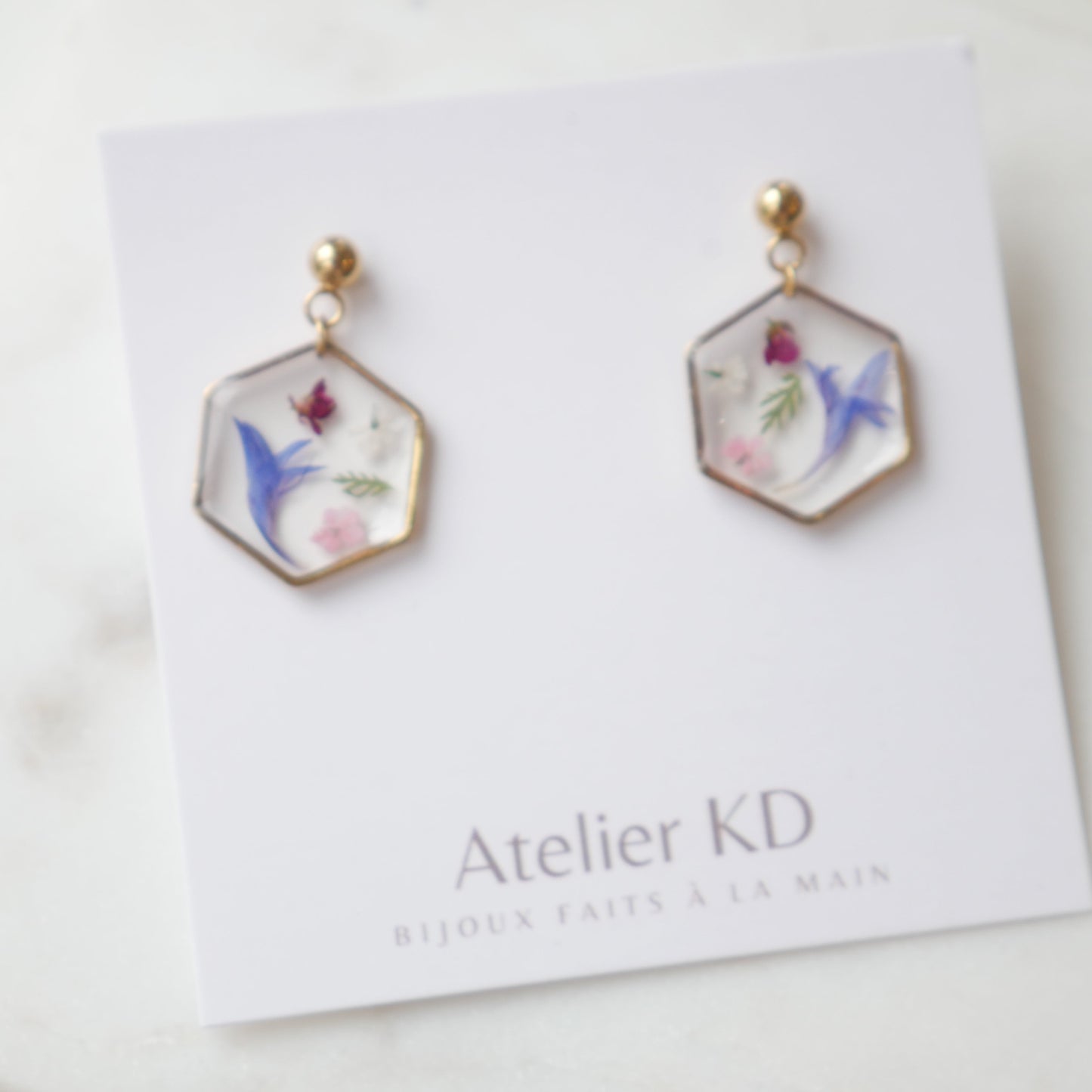 Boucles d'oreilles Maia - hexa (moyen 15mm) - Velora