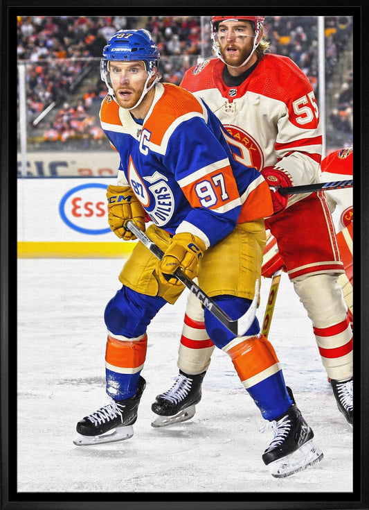 Connor McDavid Framed 20x29 Canvas Oilers 2023 Heritage Classic-V Frameworth Sports Marketing