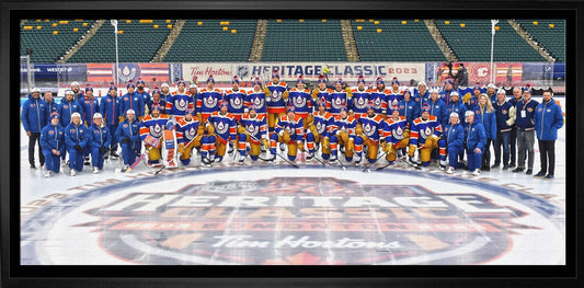 Edmonton Oilers Framed 12x29 Canvas 2023 Heritage Classic-H Frameworth Sports Marketing