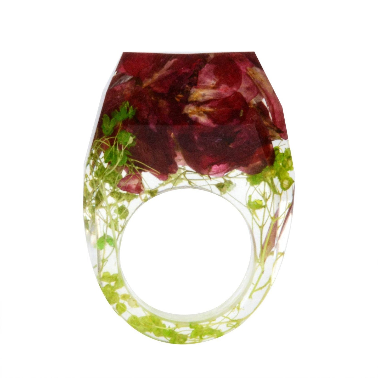 Dried Flower Resin Forest Handmade Dried Flower Epoxy Ring - Velora