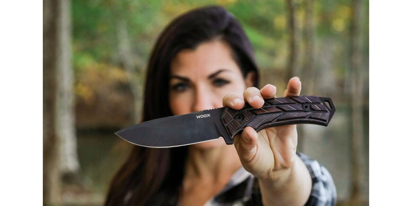 WOOX Rock 62 Mil-Spec Knife, Black Blade with XGRIP Handle - Velora