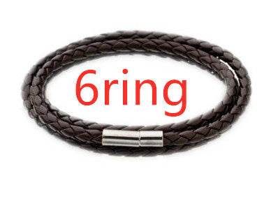 Personalized Mens Braided Genuine Leather Bracelet Stainless Steel Custom Beads Name Charm Bracelet For Men With Family Names - Velora