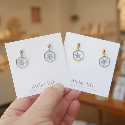 Boucles d’oreilles myosotis - hexa (mini 12mm) - Velora