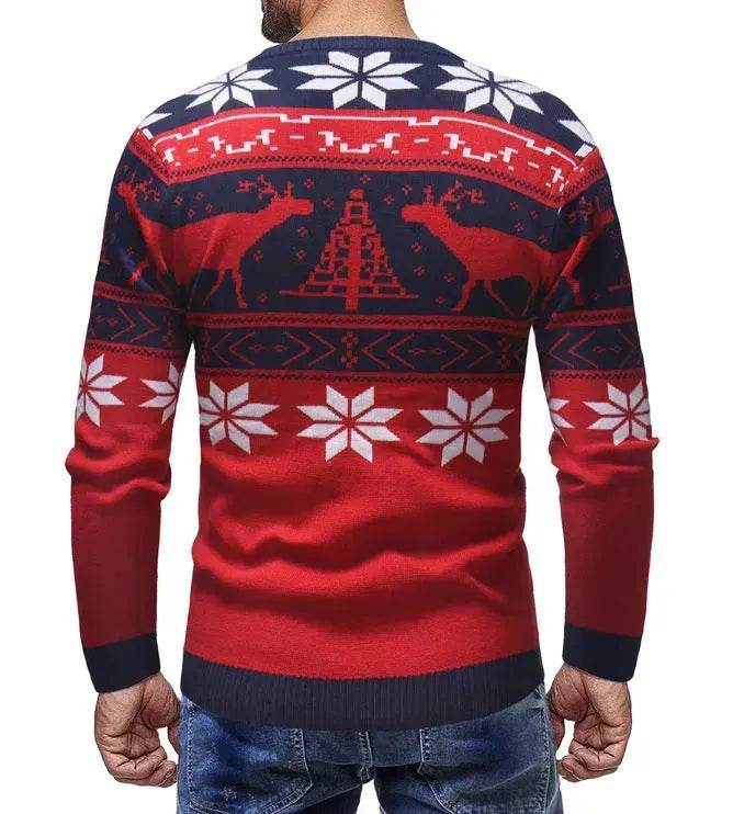 Christmas fawn deer Knit Cashmere sweater for men - Velora
