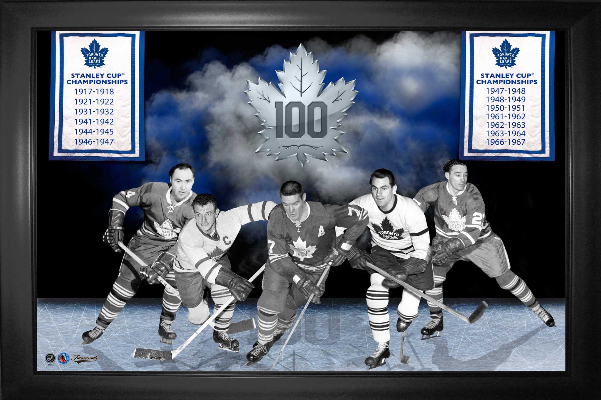 Toronto Maple Leafs Stanley Cup Dynasty 100th Anniversary Legends 16x20 Framed Photo - Featuring Championship Years 1917-1967 Frameworth Sports Marketing